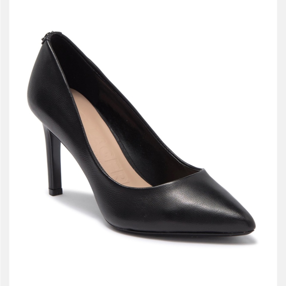Black leather pump heels